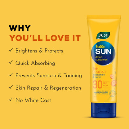 Joy Broad Spectrum SPF 30 Face & Body Sunscreen (120ml) | Sunblock & Anti Tan Sunscreen For Normal to Oily Skin | Lightweight, Non Greasy & Zero White Cast