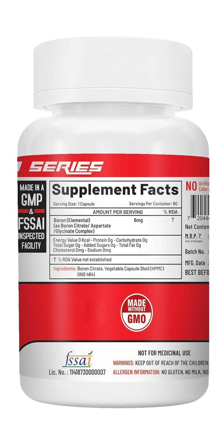 NutriJa Boron 6mg Capsules | Boron Citrate, Aspartate & Glycine Complex | Trace Mineral Supplement for Bone, Joint & Mineral Support | 60 Vegetarian Capsules