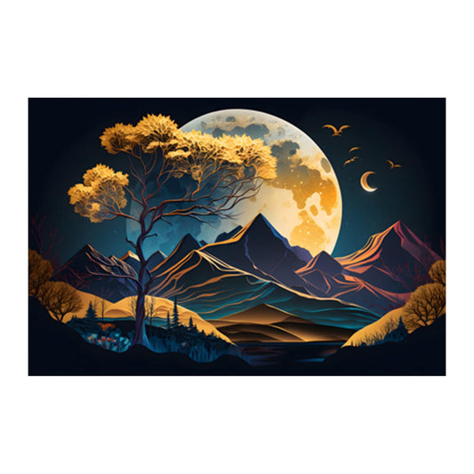 3D Scenery Paintings for Living room, 3D Scenery Poster Big Size with Sparkle Coated Lamination - 22697 (Self Adhesive) 18x24 Inch