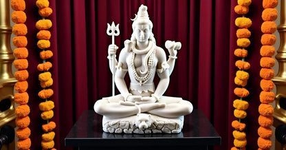 White Shiva Matte Finish Decorative Idol – Unique Design for Desk, Car, and Home Décor | Statue Figurine Gift for Office Desk, Puja Room, and Gifting Purposes