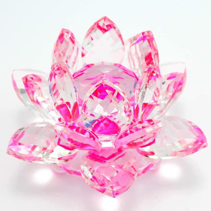 Crystal Lotus Flower fengshui Good Luck Items (8 x 8 x 6.6 cm, Pink)