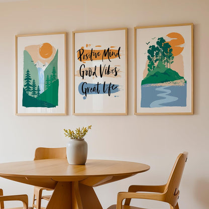 Minimalist mountains illustration art wall deocr paintings for wall decoration, Set of 3 Paintings for living room, bedroom and office (Theme-Minimalist) (Art-7, 10x13inch)