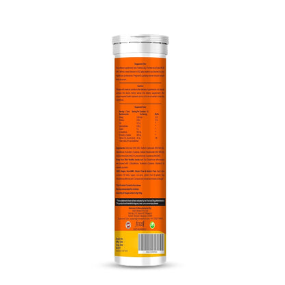 Supplement tube with orange label on a white background