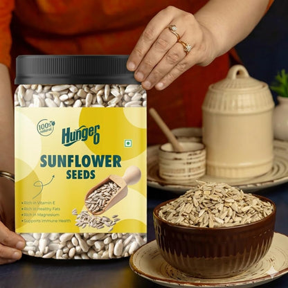Hunger 0 Premium Raw Sunflower Seeds for Eating| High Protein & Fibre Snack | Antioxidant-Rich Surajmukhi ke Beej for Healthy Diet, Heart Wellness & Daily Nutrition | Jar Pack
