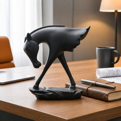 Elegant Black Horse Artefact for Home and Office Décor (Pack of 1, Black)