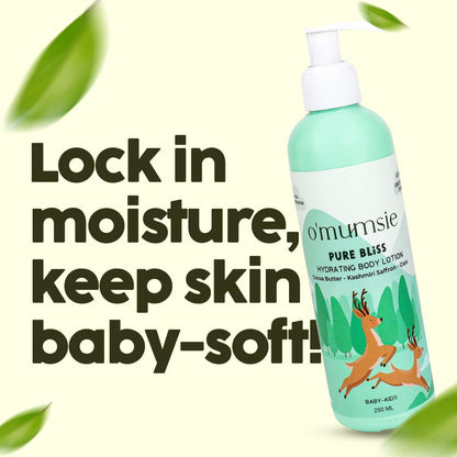 O Mumsie - curated for Devoted Mamas Pure Bliss Natural Baby Body Lotion - Moisturizing & Soothing,Gentle Formula for Sensitive Skin,Hypoallergenic,Paraben-Free,250ml - Ideal for Newborns & Toddlers