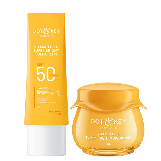 Zephivo Dot & Key Vitamin C Daily Glow Essentials Skin Care Combo (Vitamin C Sunscreen SPF 50 PA+++ 50gm & Vitamin C Moisturizer 50gm) | For Glowing Skin | For All Skin Types | For Women & Men
