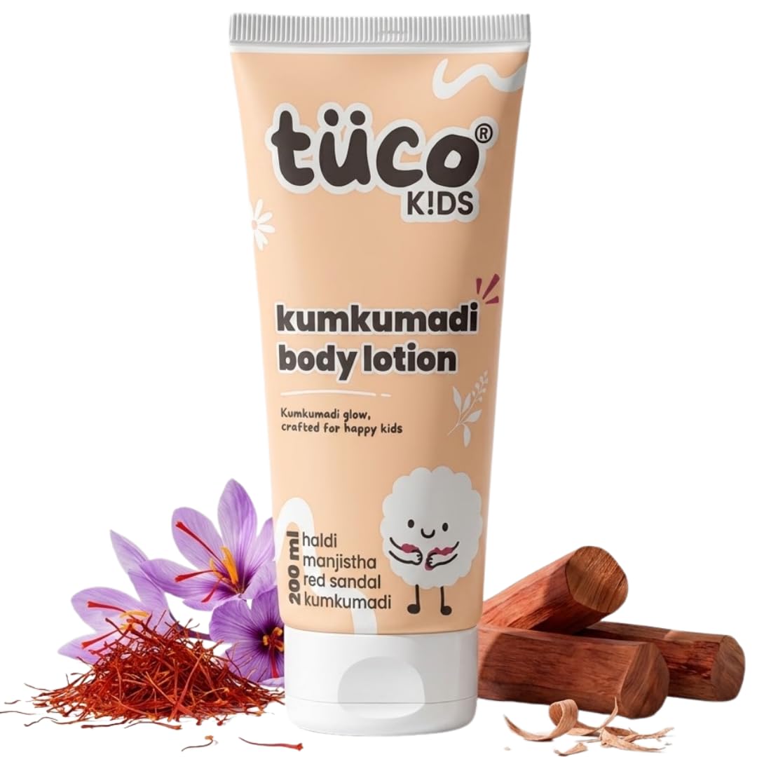 TuCo® Kids Kumkumadi Body Lotion, 3-12 Years, 200ml | Haldi, Manjistha, Red Sandalwood & Kumkumadi, Ayurvedic Moisturising, Paraben, Sulphate & Phthalate Free, Natural Glow