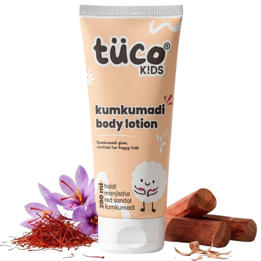 TuCo® Kids Kumkumadi Body Lotion, 3-12 Years, 200ml | Haldi, Manjistha, Red Sandalwood & Kumkumadi, Ayurvedic Moisturising, Paraben, Sulphate & Phthalate Free, Natural Glow