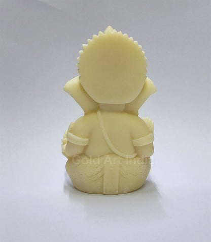 Gold Art India 3D Ivory Ganesh Idol for Car Dashboard Small Ganesha Murti Ganpati Idol for Home Decor Puja Lord Ganesh Statue Gift for Office Desk Puja Room Figurine, Resin, Religious