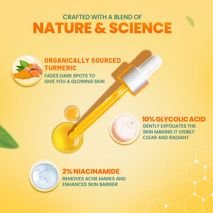 Himalaya Dark Spot Clearing Turmeric Face Serum | with 10% Glycolic Acid, 2% Niacinamide & Organically sourced Turmeric | Visibly Reduces Dark Spots from Day 7 | Clinically Tested | Non Staining | 15ml