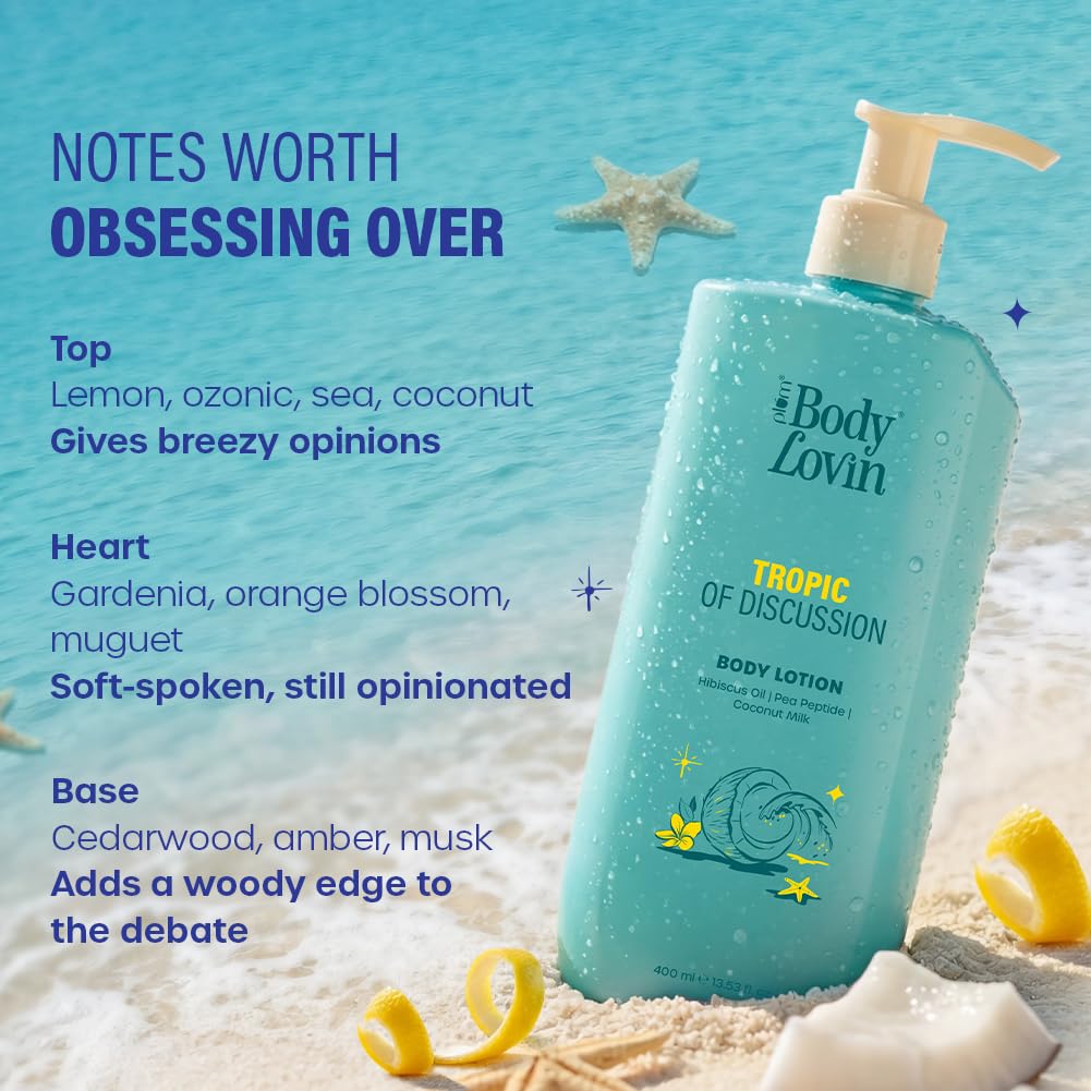 Plum BodyLovin’ Tropic Of Discussion Body Lotion | Firming & Tightening Body Lotion | Lightweight Hydration | Hibiscus Oil, Pea Peptide & Coconut Milk | Fresh Tropical Fragrance | 400 ml
