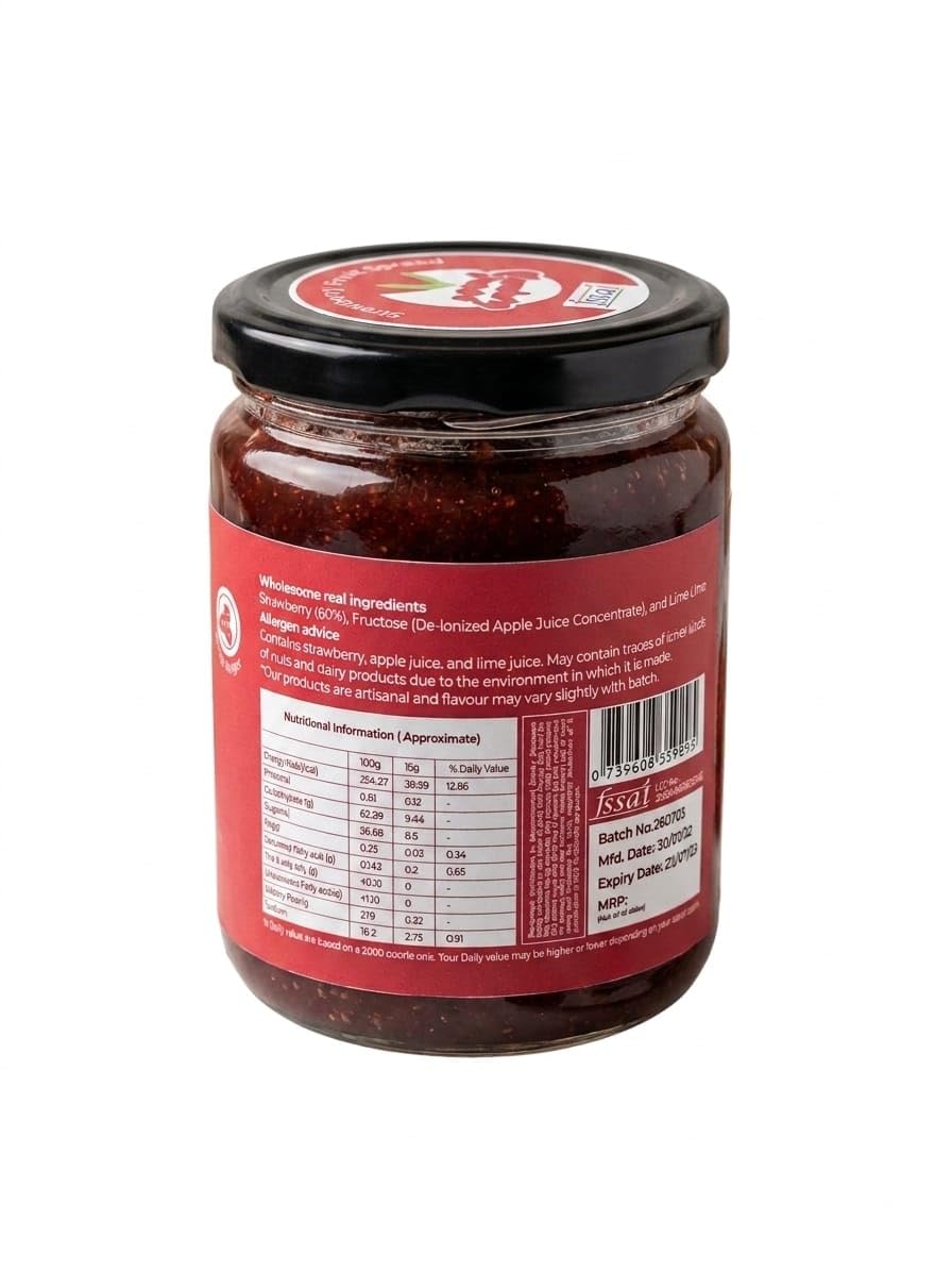 GAO FARM Natural Strawberry Jam & Preserve 580g | No Added Sugar, Vegan & Gluten Free | 100% Real Strawberries & Apple Juice | No Preservatives | Toast, Breakfast & Baking Spread (580)