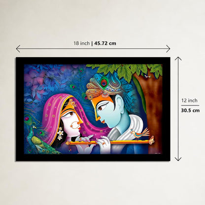 Krishna Radha Art Framed painting | Ready to hang | Absolute Best in Class - (Wood, 12inch x 18 inch)