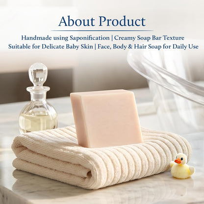 Blue Nectar Baby Mridusnan Bar with Ghee & Coconut | Gentle Baby Soap for Body | Tear-Free Formula for Delicate Baby Skin | Coconut Oil, Sulphate & Paraben Free (150g)
