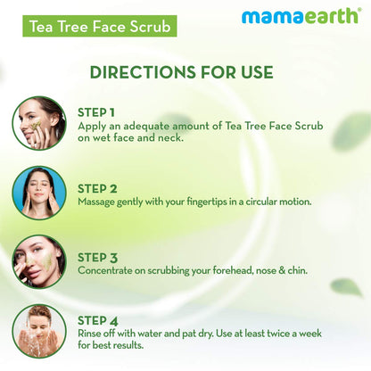 Mamaearth Tea Tree Face Scrub with Tea Tree and Neem for Skin Purification - 100g