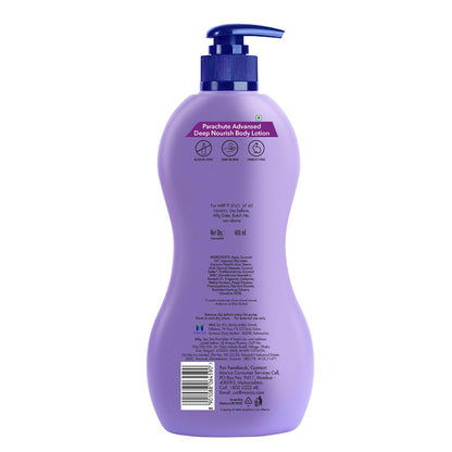 Parachute Advansed Deep Nourish Body Lotion for Women & Men, Dry Skin, 400ml | Pure Coconut Milk, 100% Natural, 72h Moisturisation