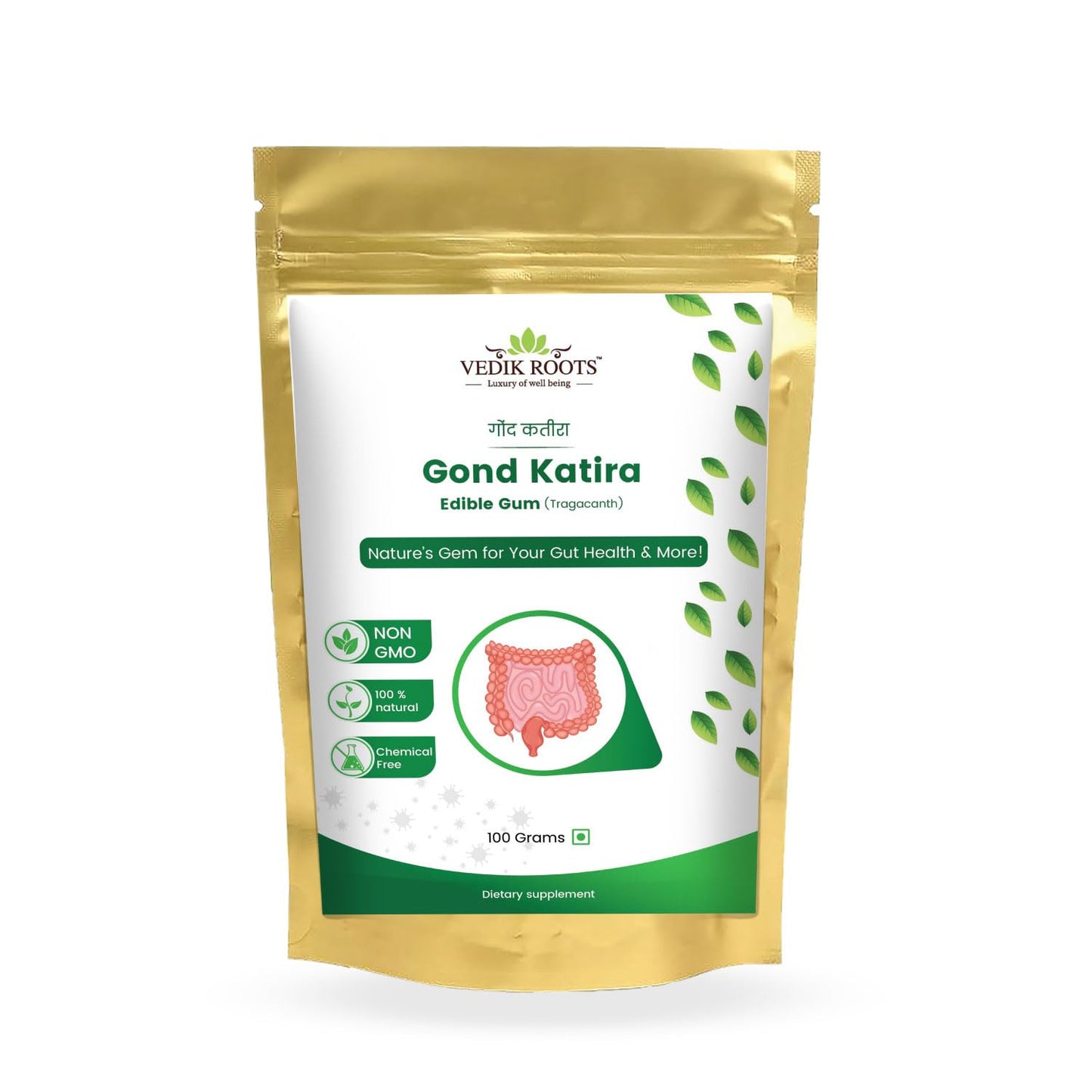 Vedikroots Gond Katira 100g | Natural Body Cooling & Hydrating Superfood | Supports Digestion & Gut Health | Rich in Fiber & Nutrients | Perfect for Summer Drinks, Desserts & Ayurvedic Wellness