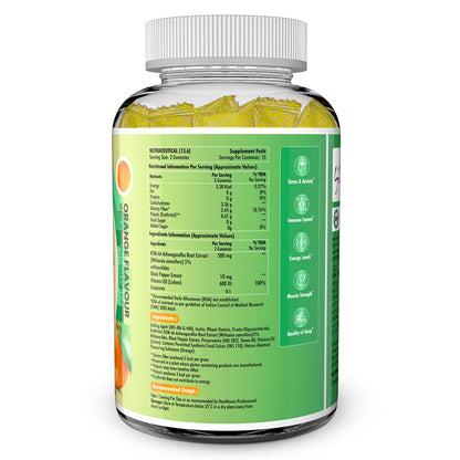 Supplement bottle with green label on a white background