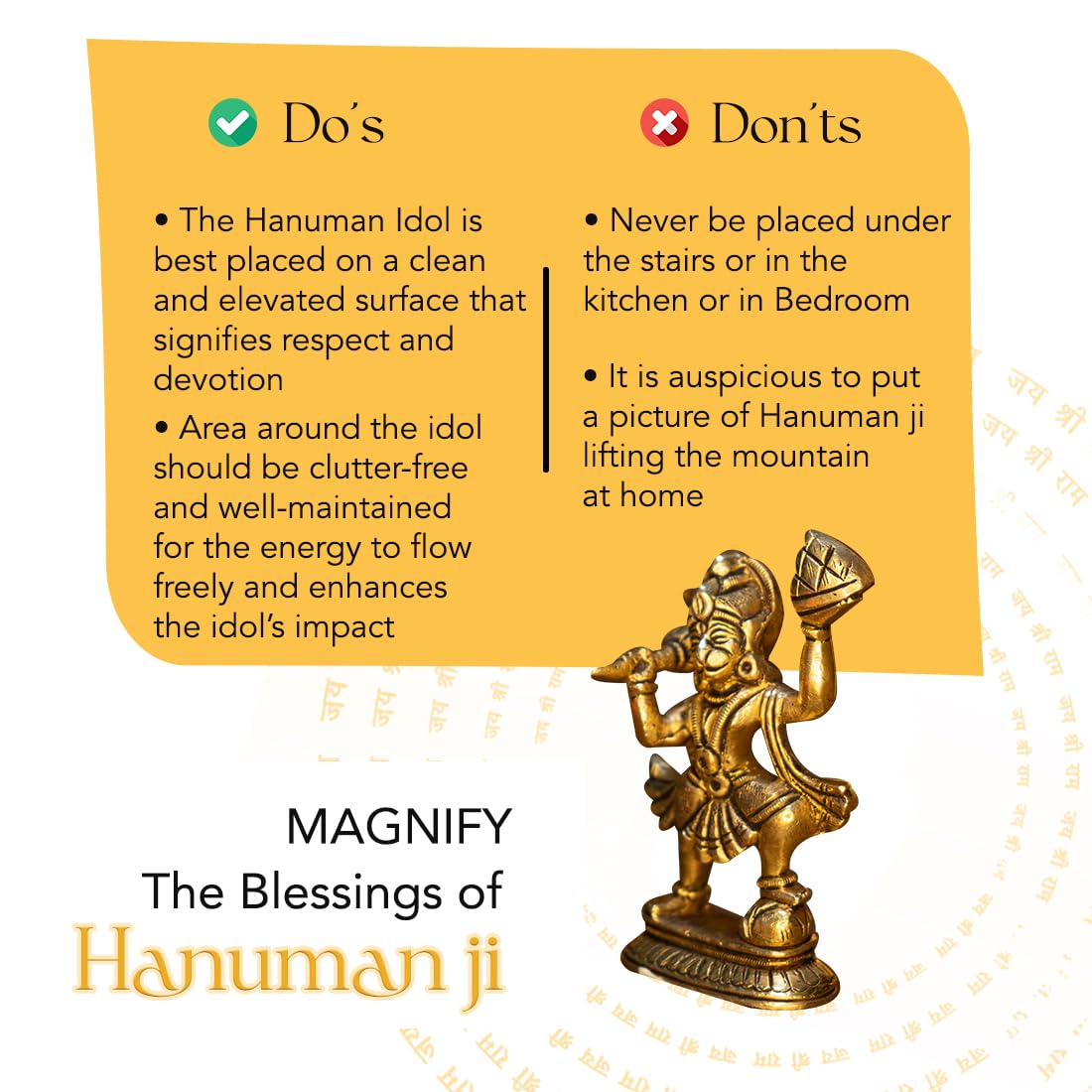 100% Pure Brass Hanuman Ji Murti for Home Puja (Size: 8.4 cm) | Lord Hanuman Idol for Desk, Car and Home Decor | Balaji Idol | Bajrangbali Murti | Bahubali Hanuman Idol