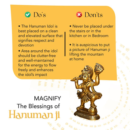 100% Pure Brass Hanuman Ji Murti for Home Puja (Size: 8.4 cm) | Lord Hanuman Idol for Desk, Car and Home Decor | Balaji Idol | Bajrangbali Murti | Bahubali Hanuman Idol