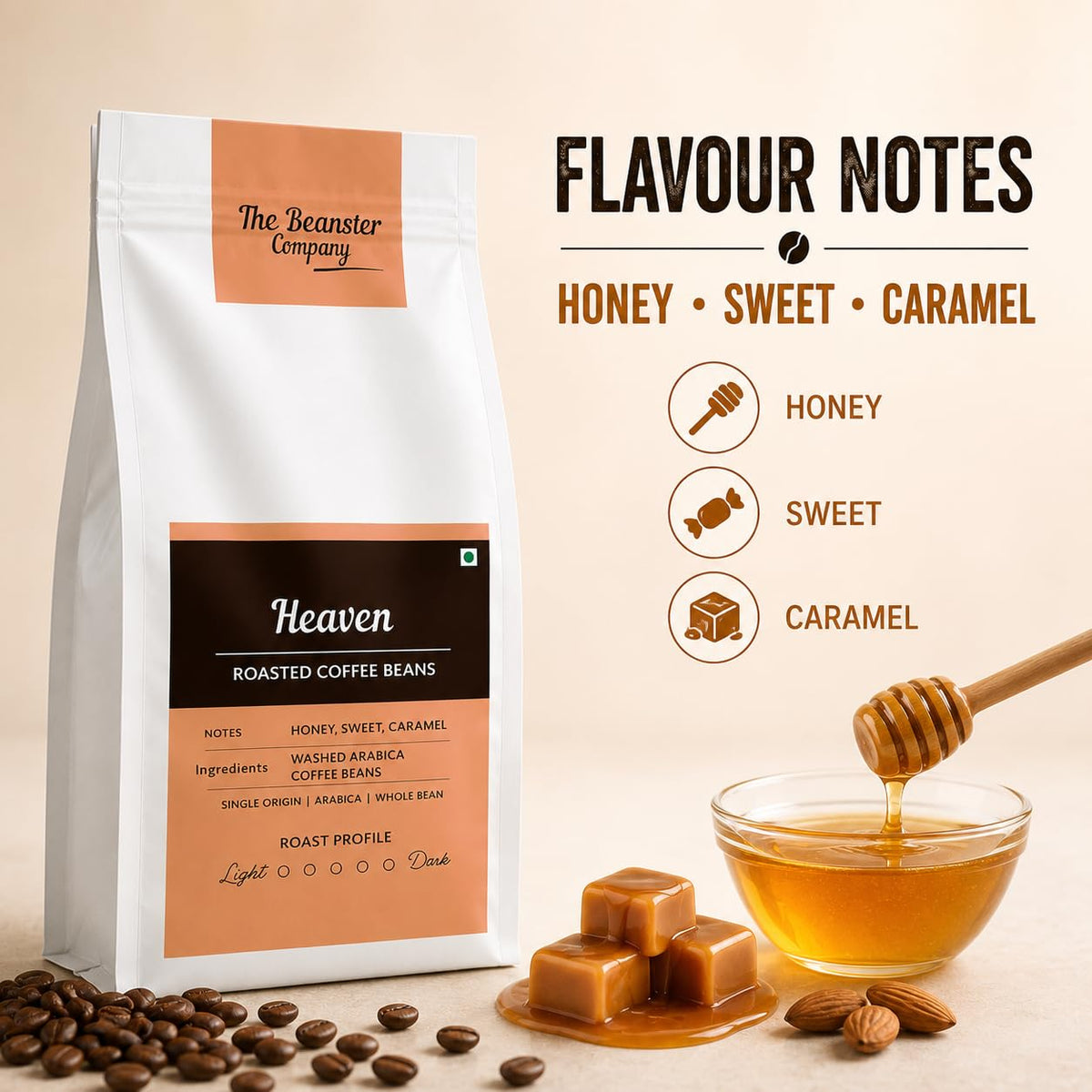 Beanster Heaven Roasted Coffee Beans, Medium Dark Roast