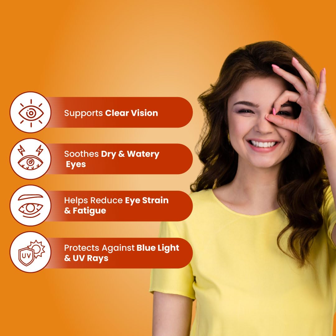 ZEROHARM Holo Eyeris | With Lutein, Zeaxanthin Eye Supplement | Supports Healthy Vision, Helps Reduce Digital Eye Strain & Fatigue from High Screen Time for Men, Women & Students - 90 Tablets