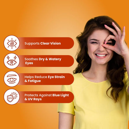 ZEROHARM Holo Eyeris | With Lutein, Zeaxanthin Eye Supplement | Supports Healthy Vision, Helps Reduce Digital Eye Strain & Fatigue from High Screen Time for Men, Women & Students - 90 Tablets