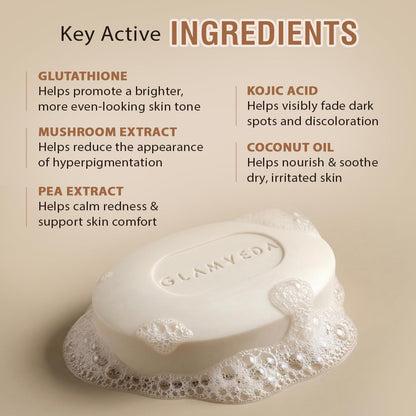 Glamveda Glutathione Skin Whitening Soap with Kojic Acid | Body Tan Removal | Bath for Men & Women | Remove Dark Spots & Hyperpigmentation | For Nourishing & Glowing Skin (Pack of 2)