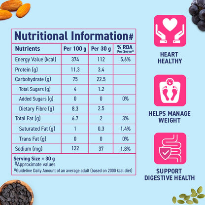 Bagrry’s No Added Sugar Muesli with Fruits, Nuts & Seeds – 700g | High Fibre & Protein | 0% Added Sugar, No Corn Flakes | Whole Grain Breakfast Cereal with Almonds, Raisins, Pumpkin Seeds & Berries
