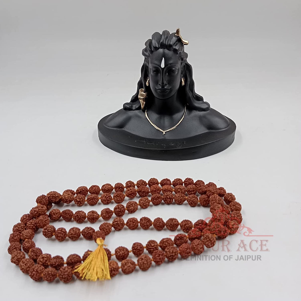 Adiyogi Shiva Statue for Car Dash Board, Pooja & Gift, Mahadev Murti, Idol, Lord Shankara Home Office Decor (Adiyogi with Rudraksha Mala), Resin