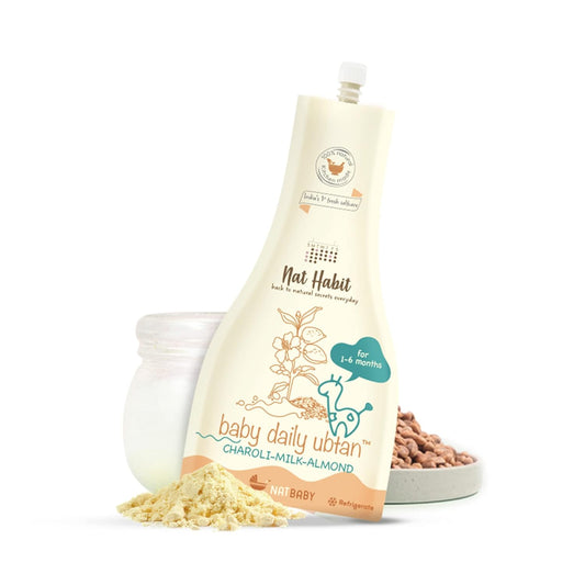 Nat Habit Baby Bath Ubtan with Charoli & Almond | Gentle Daily Ubtan for 1-6 Months Old | Protein & Vitamin-Rich Baby Body Wash | Natural, Soap-Free Head to Toe Wash for Babies & Kids,80g