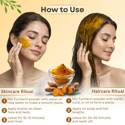 Smartdrops Turmeric Powder | Haldi Powder For face | Turmeric Powderr Face Pack For Glowing Skin | Turmeric Powder For Skin And Hair | For Hair Mask Use | For Skin Care Routine | For Men & Women - 100g (Pack 1)