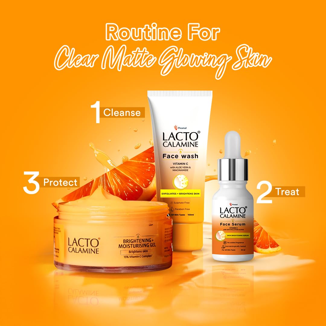 Lacto Calamine 15% Vitamin C Moisturizer for Face | 50g x Pack of 1 | Vitamin C Complex Skin Brightening Face Moisturiser | Dermatologically Tested | Non Sticky & Quick Absorbing for Glowing Skin