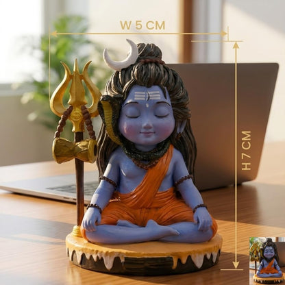 Shivji Idol for Car Dashboard, Home Temple & Office Desk | Compact Resin Mahadev Murti for Puja Room, Table Decor & Spiritual Gift | Small Lord Shiva Statue (Mahadev Mini Statue)