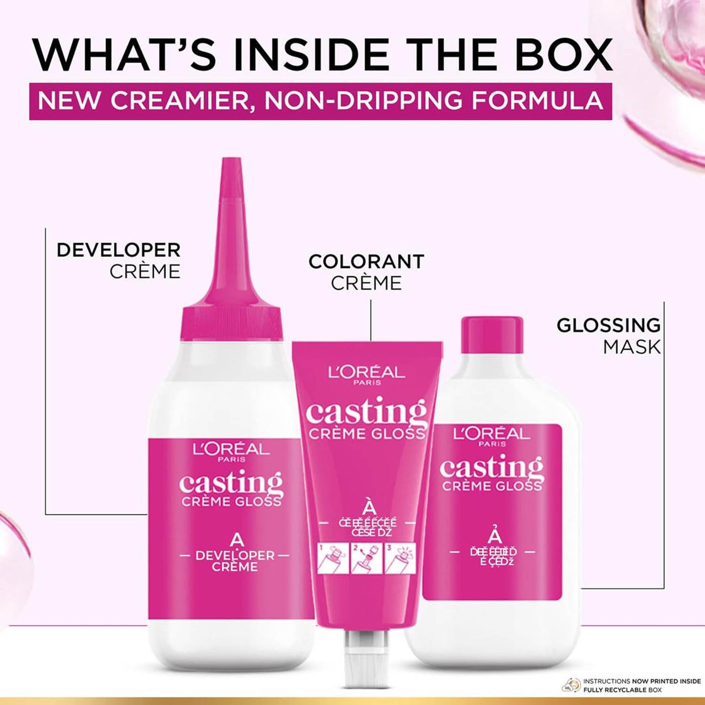 L'Oréal Paris Casting Crème Gloss Hair Color With Glycolic Gloss Complex | 5X Glossier Hair Color | Shade 300 - Darkest Brown | 60g + 40ml + 60g