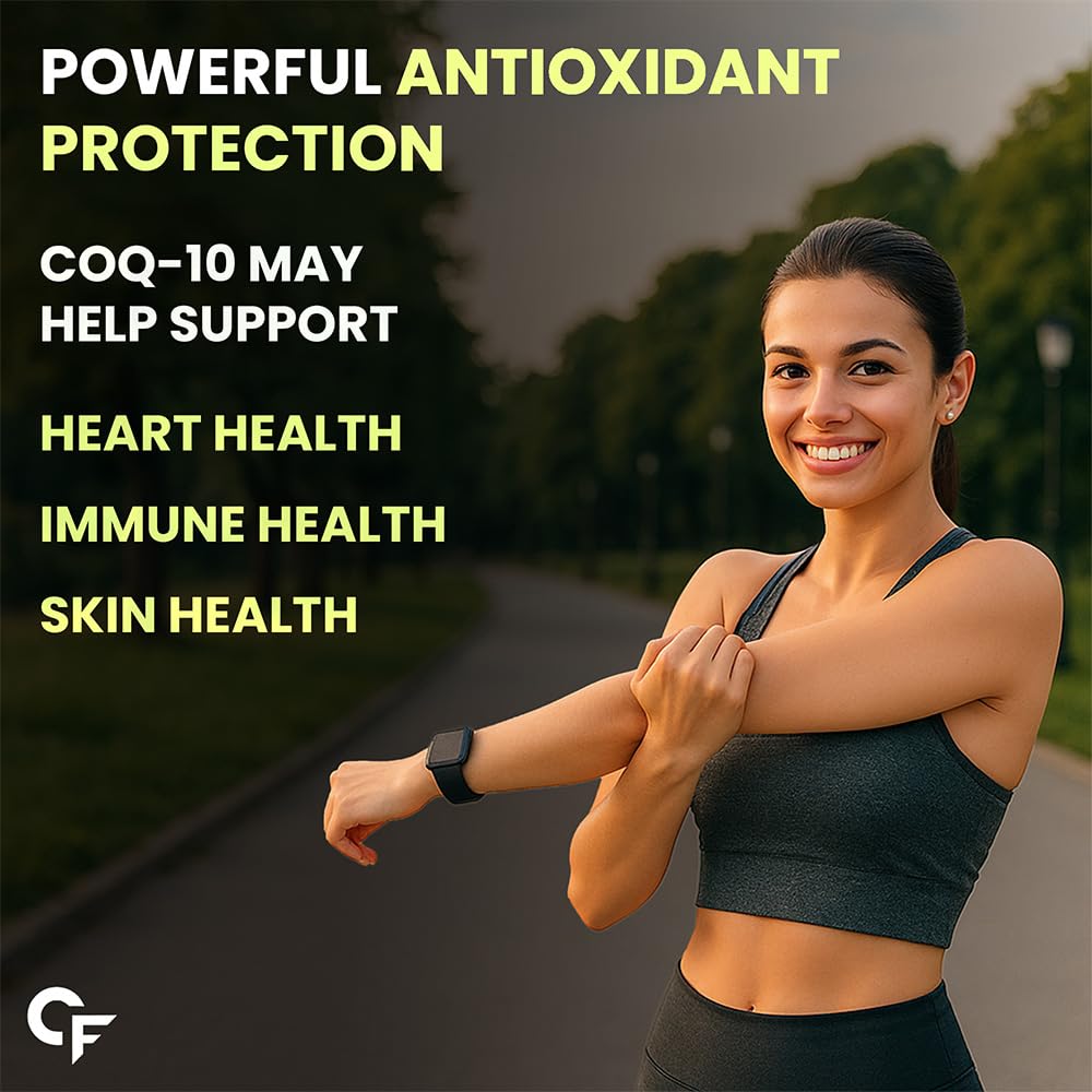 Woman stretching outdoors with health benefits text overlay