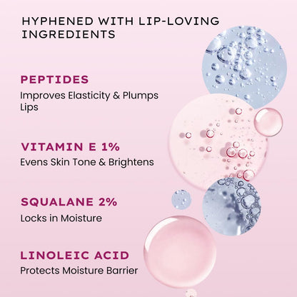 Skincare product description with ingredients and benefits on a pink background