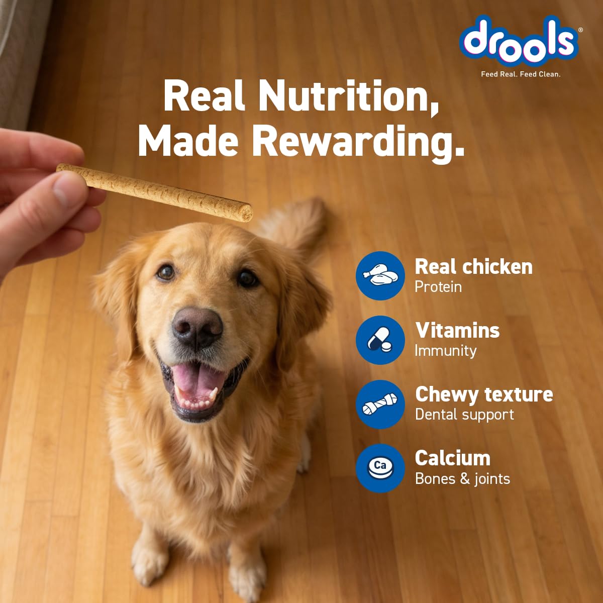 Drools Real Chicken Flavor Dog Treat Sticks, Delicious Training & Reward Treats for Dogs, 500g