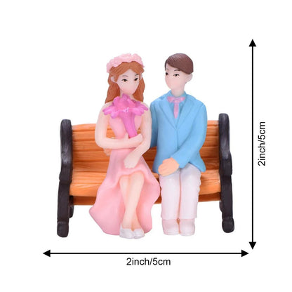 Miniature Couple Sitting On Chair Gift for Girlfriend Boyfriend Husband Wife Miniature Statue Showpiece for Valentines Day Gift Romantic Gifts Showpiece-Decoration Items