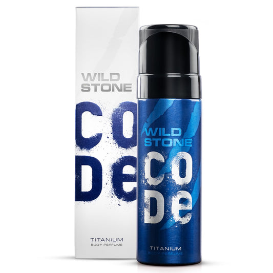 Wild Stone Decode Titanium body perfume bottle and packaging on a white background