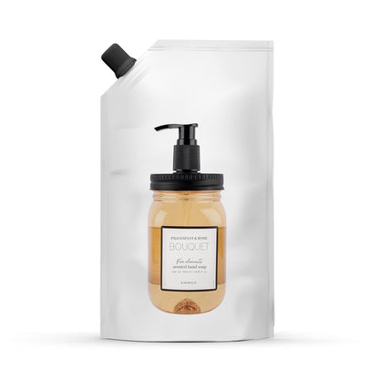 Hand soap bottle with pump and packaging on a white background