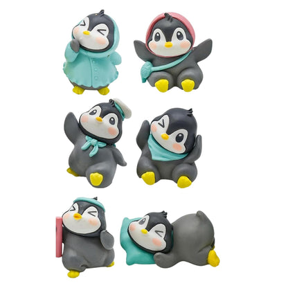 Miniature Showpiece Birthday Gift for Girls Kids, Penguin Showpiece Set of 6 for Home Decor Items, Car Dashboard Items, Table Decoration Items, Valentine Day Gift for Girlfriend