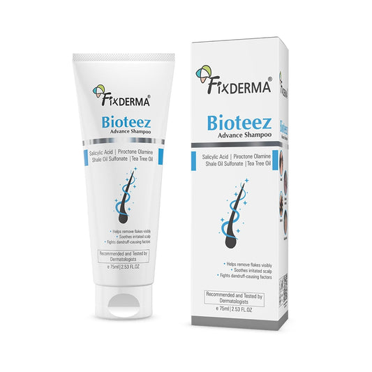 Fixderma Bioteez Advance Anti Dandruff Shampoo for Itchy & Psoriasis Scalp with Salicylic Acid| For Men & Women | Psoriasis Shampoo for Scalp - 75ml