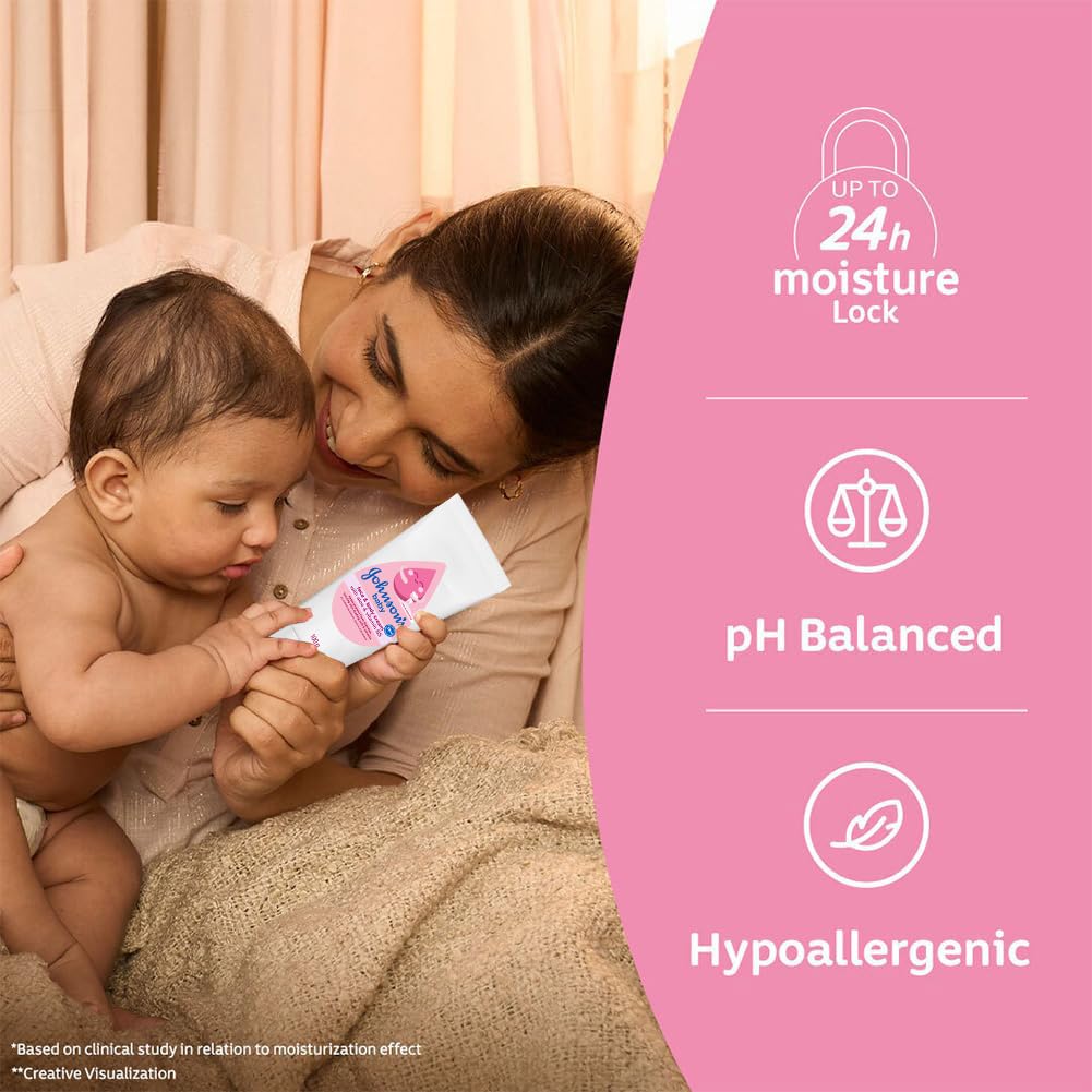 Johnson's Baby Cream 200g | Face & Body Cream for All Skin Types including Sensitive Skin | Helps Protect from Dryness | Baby's Skin Feels Soft & Smooth | With Aloe & Vitamin B5 | No Added Parabens, Dyes & Pthalates | Pediatrician Tested