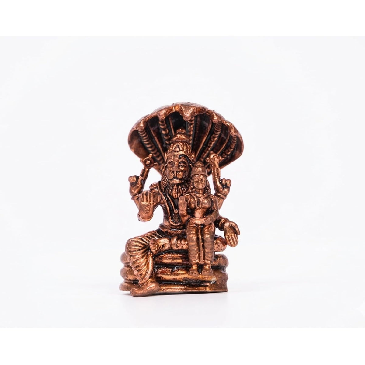Pure Copper Narasimha Lakshmi (Laxmi) Murti | Handcrafted Copper Idol for Pooja Room, Vastu Decor | Traditional & Auspicious Religious Hindu God Showpiece & Gift Item | 112gm (5.5x4 cm)