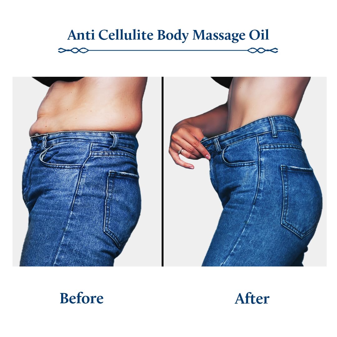 Blue Nectar Anti Cellulite Body Massage Oil with Ginger, Triphala & Tea Tree Essential Oil | Plant Based Body Oil for Women & Men for Skin Hydration (11 Herbs, 200ml)