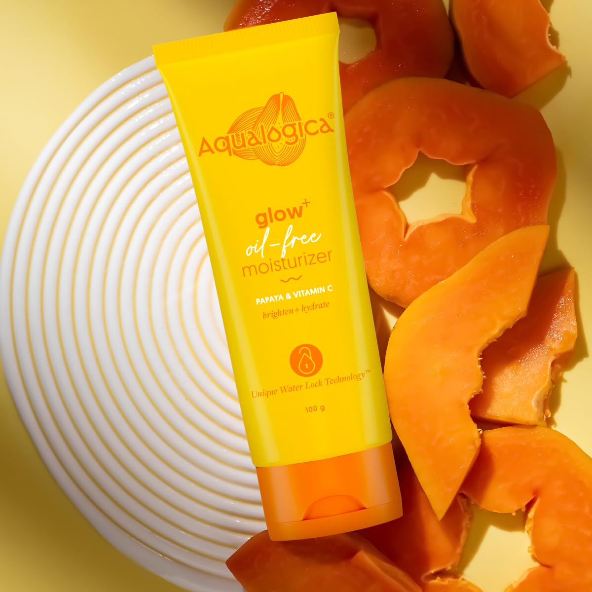 Aqualogica Glow+ Oil-Free Moisturizer with Papaya & Vitamin C| Moisturizes to Enhance Glow & Texture | Controls Excess Oil | 100g