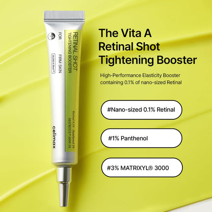 Celimax Vita-A Retinal Shot Tightening Booster Korean Face Serum - 15ml | 0.1% Retinal + 3% MATRIXYL 3000 + Niacinamide | Anti-Aging Firmer Skin K-Beauty | Wrinkle, Fine Line & Pore Minimizer