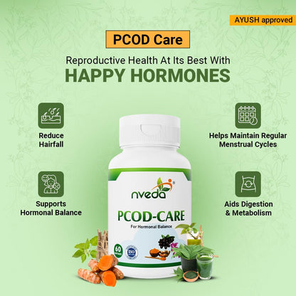 Nveda Ayurvedic herbs based PCOS/PCOD Care Tablets, PCOS Supplements for Women Regular Menstrual Cycle & Hormonal Balance (60 capsules)